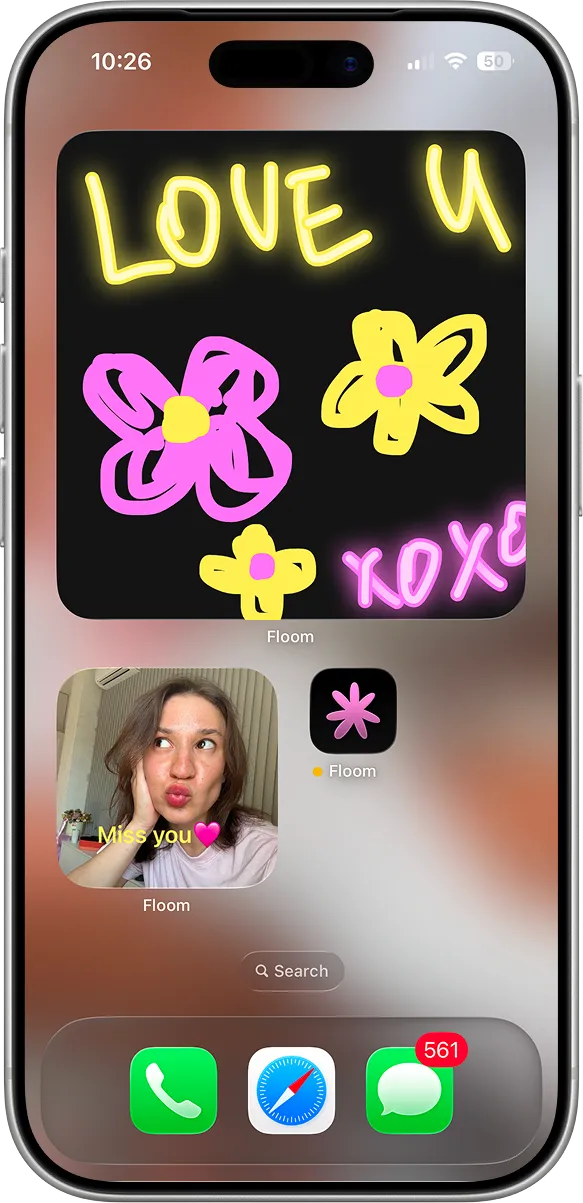 A doodle from a partner on a Floom Home Screen widget